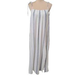 H&M Size XS White with Blue Stripe Halter Tie Strap Maxi Dress, NEW with Tag